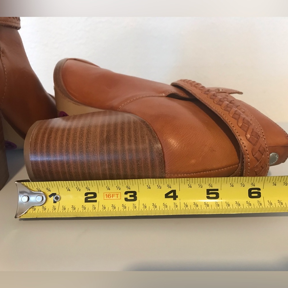 Rag & Bone brown camel Harrow braided belted ankle leather boots SZ 8.5 - Picture 7 of 11